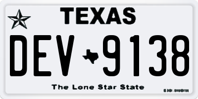 TX license plate DEV9138