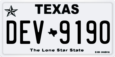 TX license plate DEV9190