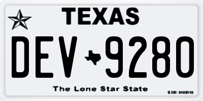 TX license plate DEV9280