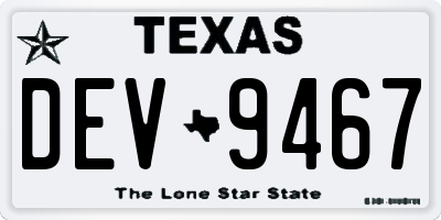 TX license plate DEV9467