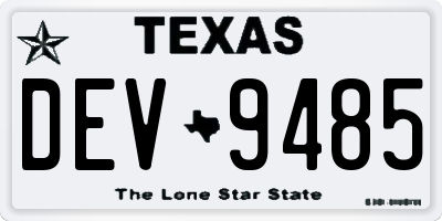 TX license plate DEV9485