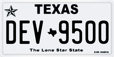 TX license plate DEV9500