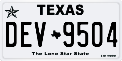 TX license plate DEV9504
