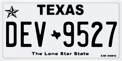 TX license plate DEV9527