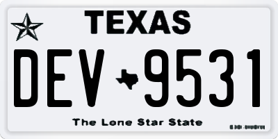 TX license plate DEV9531