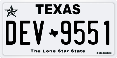 TX license plate DEV9551