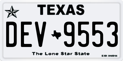 TX license plate DEV9553