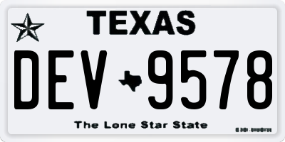 TX license plate DEV9578