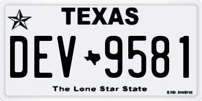 TX license plate DEV9581