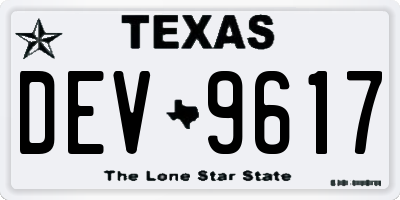 TX license plate DEV9617
