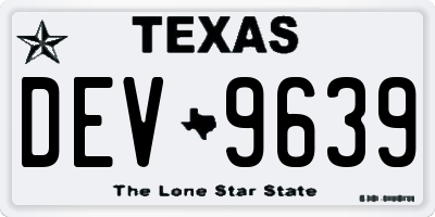 TX license plate DEV9639