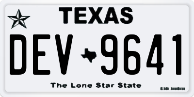 TX license plate DEV9641