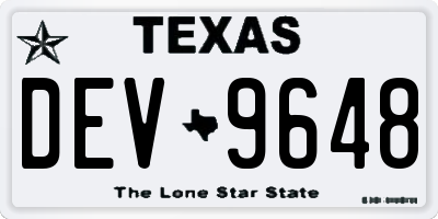 TX license plate DEV9648