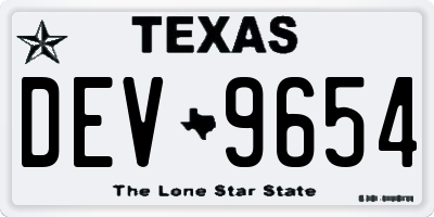 TX license plate DEV9654