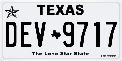 TX license plate DEV9717