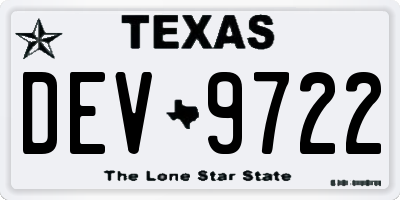 TX license plate DEV9722