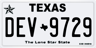 TX license plate DEV9729