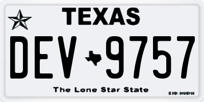 TX license plate DEV9757