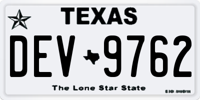 TX license plate DEV9762