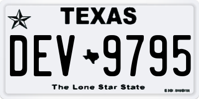 TX license plate DEV9795