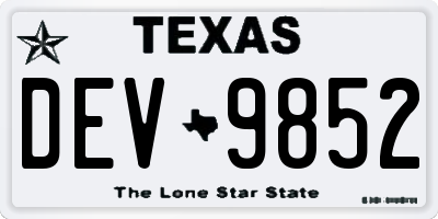 TX license plate DEV9852