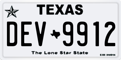 TX license plate DEV9912