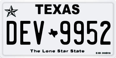 TX license plate DEV9952