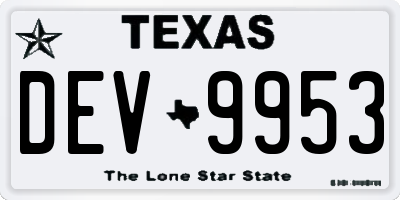 TX license plate DEV9953