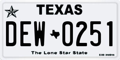 TX license plate DEW0251