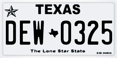 TX license plate DEW0325