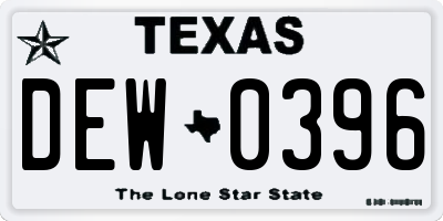 TX license plate DEW0396