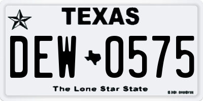 TX license plate DEW0575
