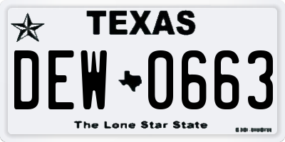 TX license plate DEW0663