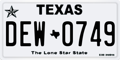 TX license plate DEW0749