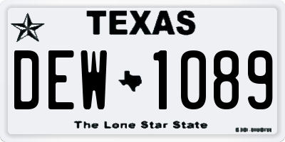 TX license plate DEW1089