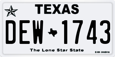 TX license plate DEW1743