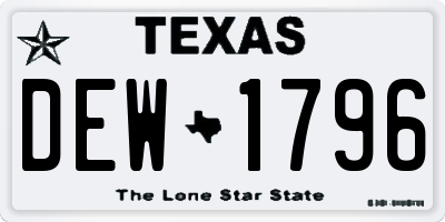 TX license plate DEW1796