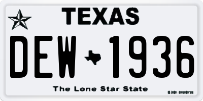 TX license plate DEW1936