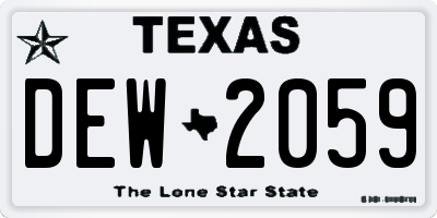 TX license plate DEW2059