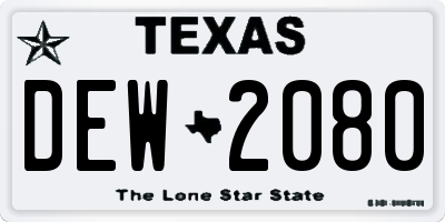 TX license plate DEW2080