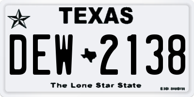 TX license plate DEW2138