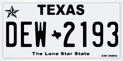 TX license plate DEW2193