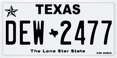 TX license plate DEW2477