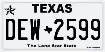 TX license plate DEW2599