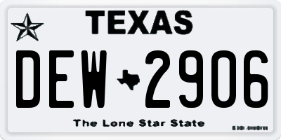TX license plate DEW2906