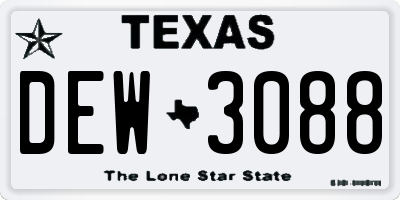 TX license plate DEW3088