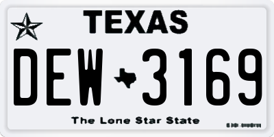 TX license plate DEW3169