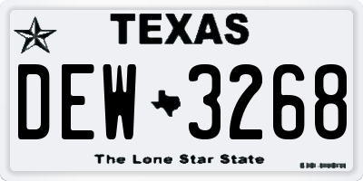 TX license plate DEW3268