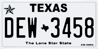 TX license plate DEW3458