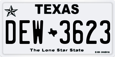 TX license plate DEW3623